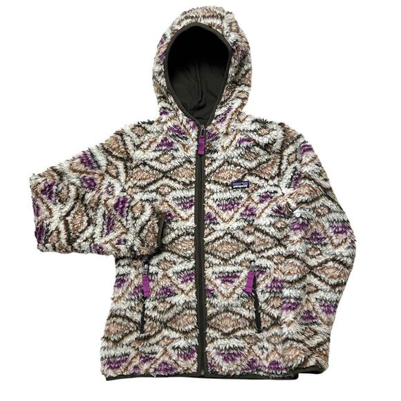 Patagonia Deep Pile Aztec Geometric Fleece Zip Sweater Jacket Womens XS - Picture 1 of 5